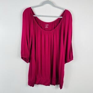 Lane Bryant Size 18/20 Casual 3/4 Sleeve Stretch Top Pink